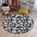 Simplistic Florets Area Rug Rug for Living Room Soft Durable Rugs Carpet for BedroomRound Rug Flower Botanical ArrangementBlack and White Diameter 35.5 in