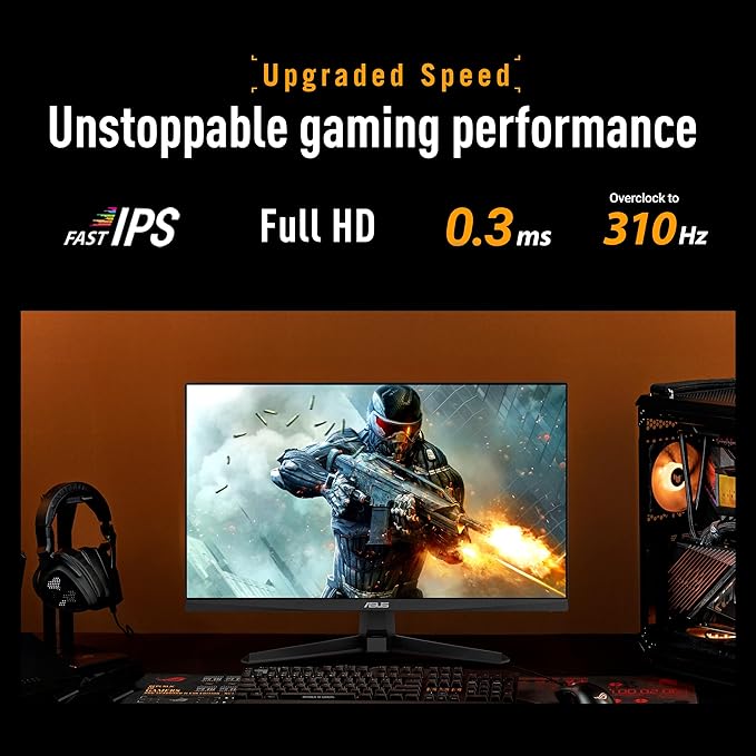 ASUS TUF Gaming Series 5 24.5” 1080P Monitor (VG259QMR5A) - Fast-IPS 310Hz 0.3ms G-SYNC Compatible FreeSync Premium Extreme Low Motion Blur Sync 99% sRGB DisplayWidget Gaming AI 3 yr warranty