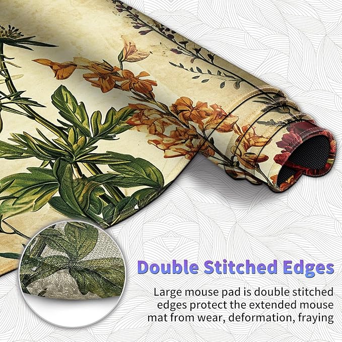 Large Mouse Pad Set Desk Mat + Elbow Rest Pad + Coaster Easy Typing Pain Relief Ergonomic Arm Rest Pad with Memory Foam Extended Desk Pad Anti-Slip Rubber Base for Office Home Plant Specimen