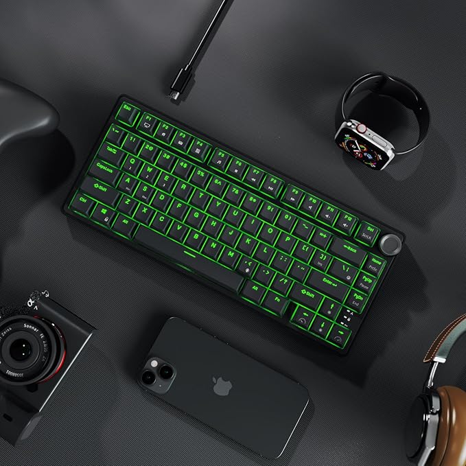 RK ROYAL KLUDGE R75 Wired Mechanical Gaming Keyboard 75% Hot-Swap Mechanical Keyboard Volume Knob Soft Pre-lubed Tactile Brown Switch