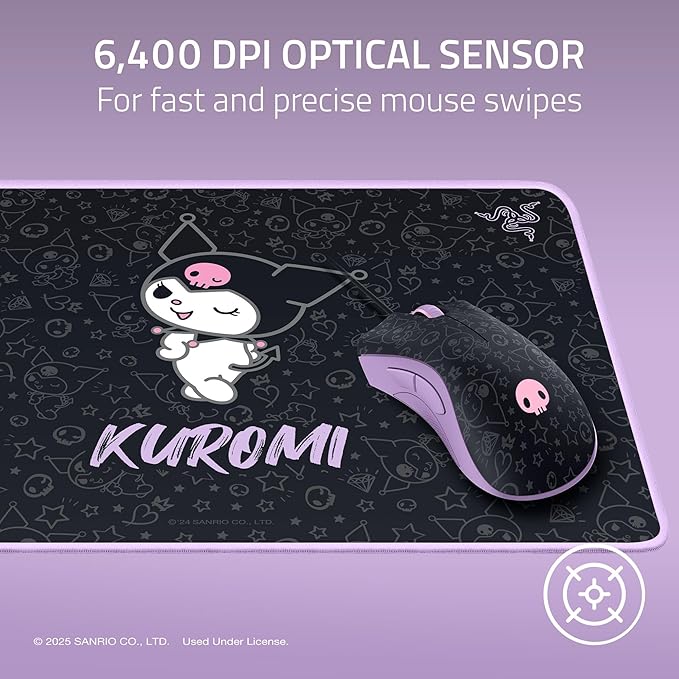 Razer DeathAdder Essential Gaming Mouse and Goliathus Soft Gaming Mouse Mat Bundle: Kuromi Edition