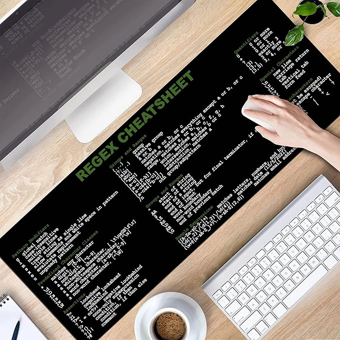 Developer Programmer IT Admin Quick Reference Extra Large Mouse Pad Regex Cheat Sheet Desk Mat for Sys Admin Gift for Architect Office Desk Mat KMH