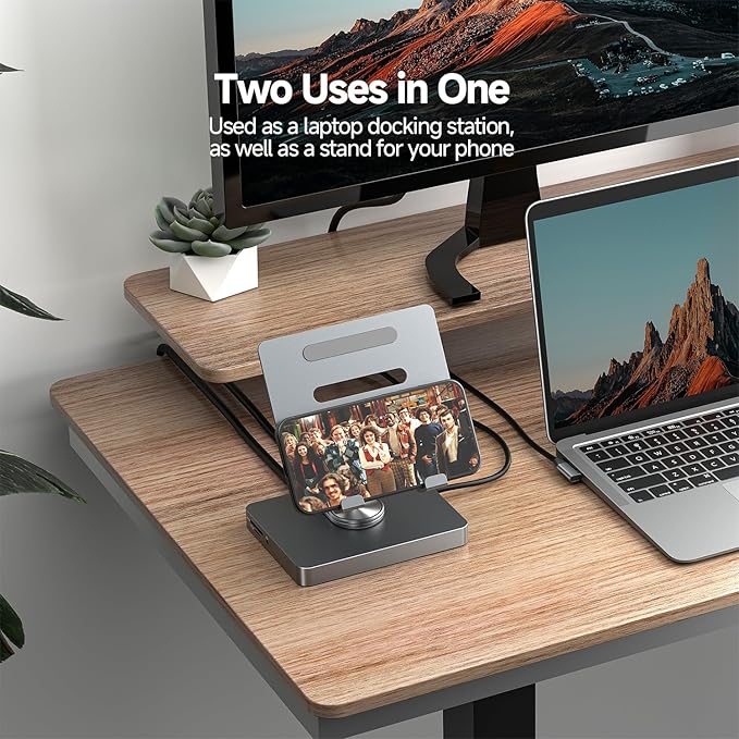 iPad Pro USB C Hub Stand10 in 1 Rotatable Multiport Adapter for iPad M4 M3 M2 Inch Docking Station 4K 60Hz HDMI PD SD/TF Card Reader USB 3.0 3.5mm Audio iPad Accessories for Home Office