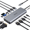 14 in 1 USB-C Docking Station - Dual Monitor Laptop Dock with 2 HDMI VGA 5 USB SD/TF for Dell/Surface/HP/Lenovo Laptops