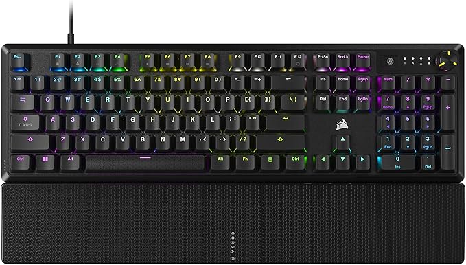 CORSAIR K70 CORE RGB Mechanical Wired Gaming Keyboard with Palmrest – Pre-Lubed MLX Red Linear Switches SOCD ABS Double-Shot Keycaps Sound Dampening Media Control Dial QWERTY NA – Black