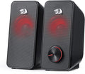 Redragon GS500 Stentor PC Gaming Speaker 2.0 Channel Stereo Desktop Computer Speaker with Red Backlight Quality Bass and Crystal Clear Sound USB Powered with a 3.5mm Connector