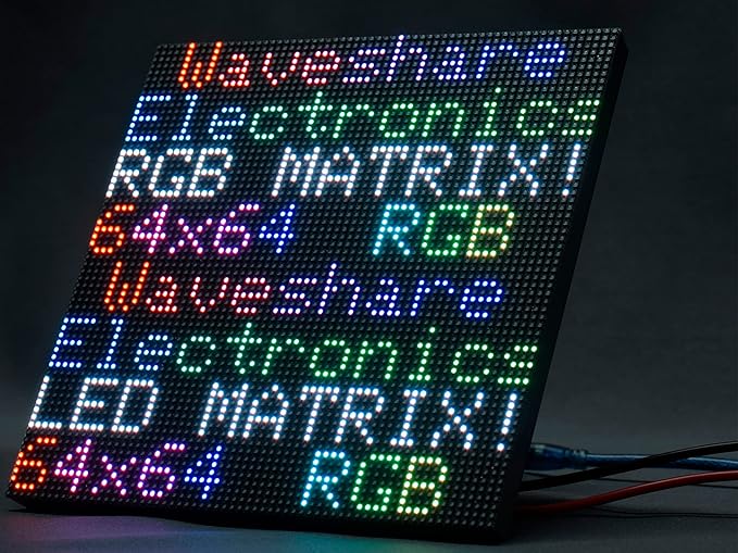 waveshare 64x64 4096 Pixels RGB Full-Color LED Matrix Panel 3mm Pitch Displaying Text/Colorful Image/Animation Adjustable Brightness Chainable DesignCompatible with Arduino/Raspberry Pi