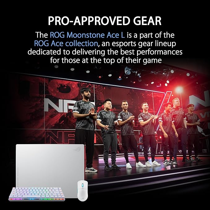 ASUS ROG Moonstone Ace L Glass Gaming Mouse Pad – 19.7” x 15.7” Ultra-Smooth Matte Tempered Glass for Quiet Ultrafast Glides Impact/Scratch Resistant Easy to Clean Anti-Slip Silicone Base - White