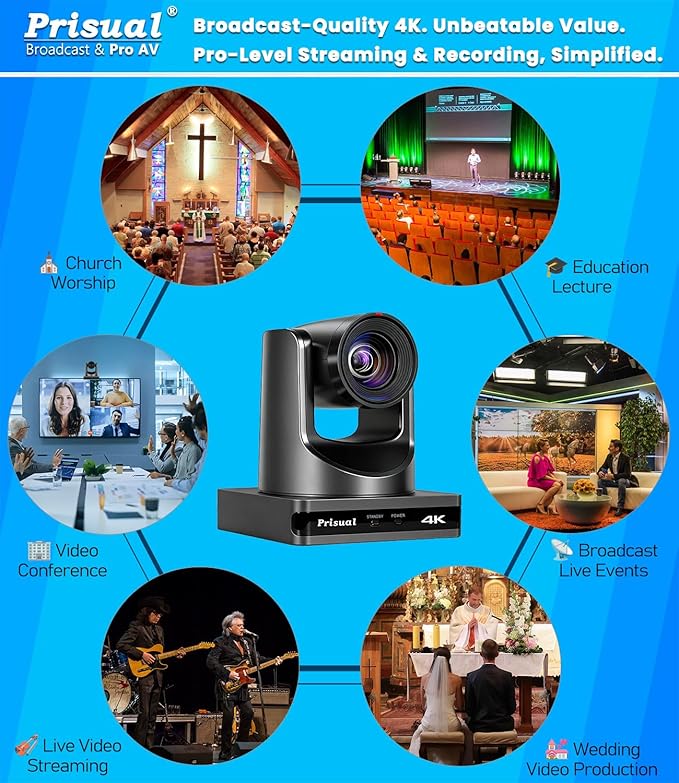 4K HDMI/IP/USB PTZ Camera 20X Advanced PTZ Auto Tracking Camera 1/1.8”4K UHD 30P with Built-in Tally Light for Church Conference Events PoE PT20X-4K (NDI upgradable)