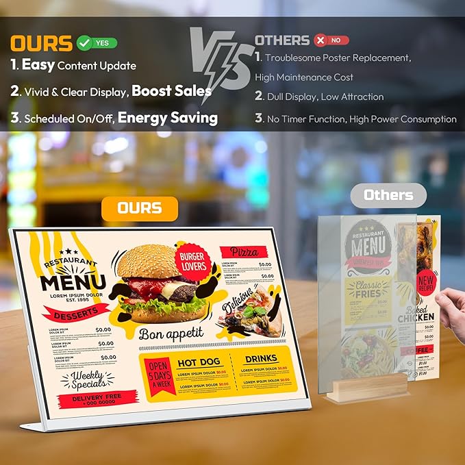27 Inch Desktop Digital Menu Board HD Digital Signage Retail Store Payment Kiosk Commercial Display Advertising Screen Android with HDMI in Electronic menu display for Milk Tea Shop/Restaurant