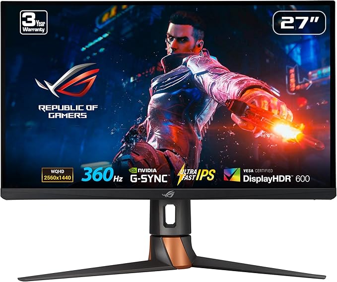 ASUS ROG Swift 360Hz 27” 1440P HDR Gaming Monitor (PG27AQN) - QHD (2560 x 1440) Fast IPS 1ms G-SYNC (Renewed)