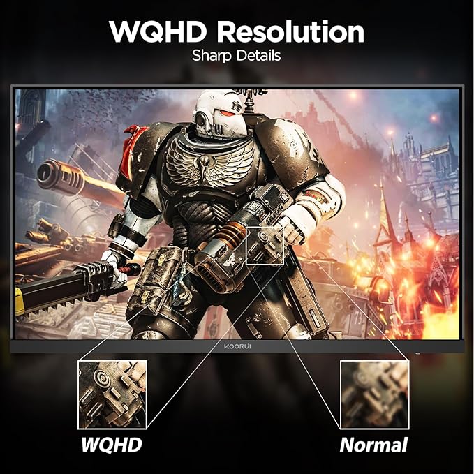 KOORUI 24 Gaming Monitor180Hz 1ms Fast IPS Monitor 1440P HDR400 Display 90% DCI-P3 Color Gamut Adaptive Sync Slim Frame VESA Mountable HDMI 2.0 DP 1.4 G2421V