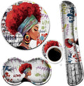 Keyboard Wrist Rest +White Mouse Pad + Mouse Wrist Rest Support Set+ Coaster Ergonomic Memory Foam4Pcs Keyboard Mouse Pad Set for Computer Home &amp Office African Woman Graffiti Girls