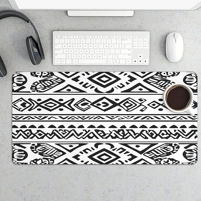 XXL Gaming Mouse Pad Boho Aztec Large Desk Mat Protector for Desktop Anti-Slip Rubber Extended Computer Keyboard Mat Writing Pad Mousepad for Work Office Home15.7 * 35.4 in A-690