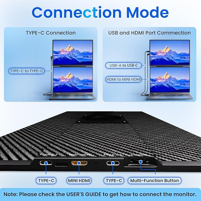 Portable Monitor for Laptop - Laptop Screen Extender HDMI USB C Travel External Display with Stand Gaming Monitor for PC MAC Switch Phone Computer Xbox PS4/5 - D1
