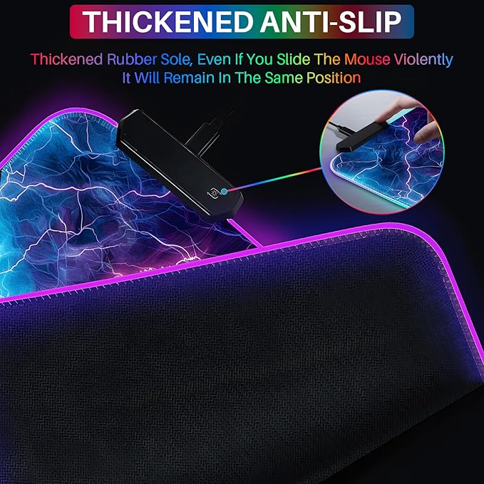 XL Led Gaming Mouse Pad with 14 Light Modes - Light Up Gamer Mouse Pad31.5 x 11.8in Non-Slip Gamepad Style RGB Large Gamer MousepadBlack Long Glowing Gaming Accessories for DeskWaterproof