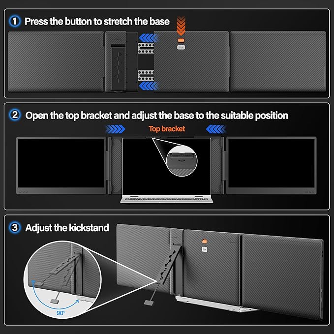 Upgraded Laptop Screen Extender Monitor Portable 14.1 1080P FHD IPS Screen Monitor Extender for Laptop Fit for 13-17 Plug &amp Play Compatiable with Windows/Mac/Chrome/Android