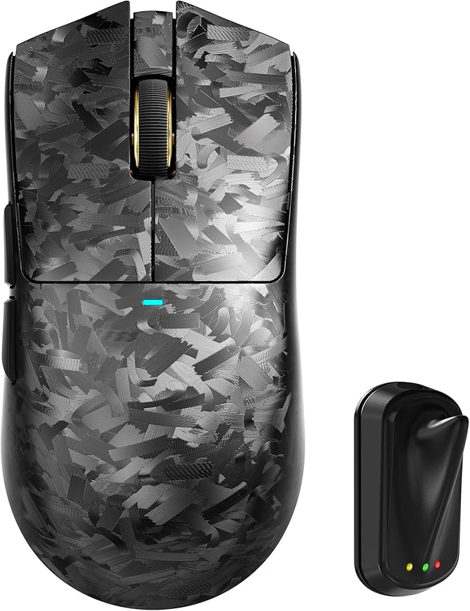 ATTACK SHARK X11 Ultra 8K Carbon Fiber Wireless Gaming Mouse with 42000 DPI-PAW3950 MAX Sensor-59g LightweightNordic 54L15 MCU ChipWired/BT/2.4Ghz100 Million ClicksProgrammable for PC Mac(Black)