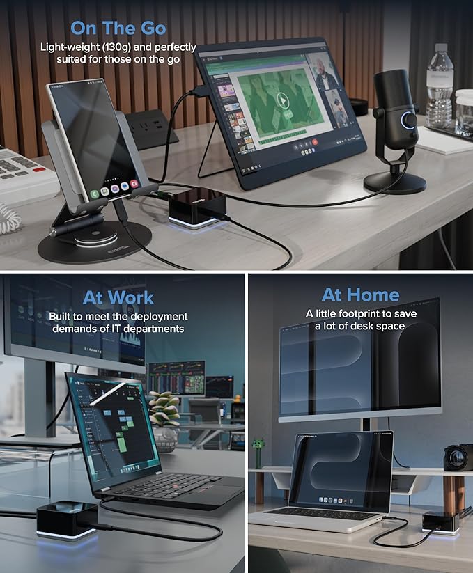 Plugable USB-C Wired Cube Mini Docking Station - Compact HDMI Gigabit Ethernet and 3 USB Ports - Works with USB-C USB4 and Thunderbolt MacBook Windows Chromebook - No Host Charging