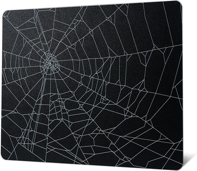 XVX Glass Mouse Pad for Gaming Black Spider Webs Hard Gaming Mousepad Professional Large Mouse Mat 410mm*310mm Special Glass Surface with Improved Precision and Speed