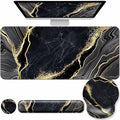 Desk Mat Set + Keyboard and Mouse Pad with Wrist Rest Support4-in-1 Large Mousepad Computer Mats for Desktop Home &amp Office-Marble 3