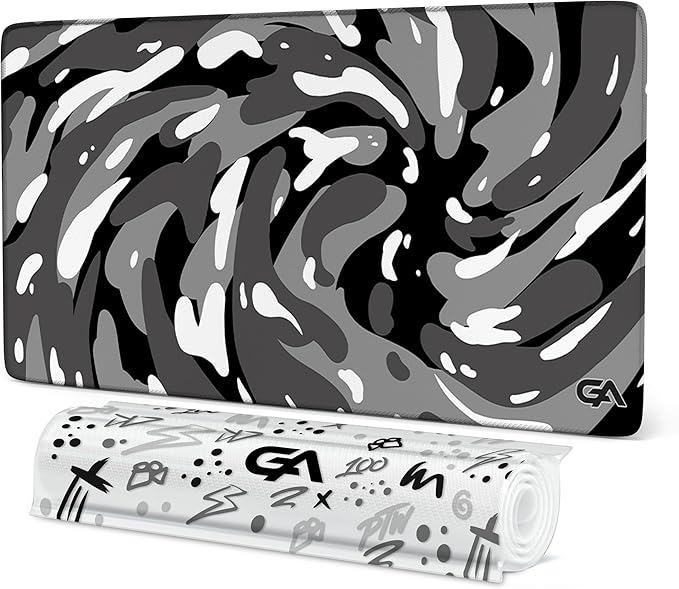 GutzyAiden Swirl Extended Extra Large Mouse Pad | Gaming Setup | Hybrid Polyester Fabric Top | Non-Slip Natural Rubber Base | 5mm Thick | Artic Swirl | XXL - 36 x 18 |