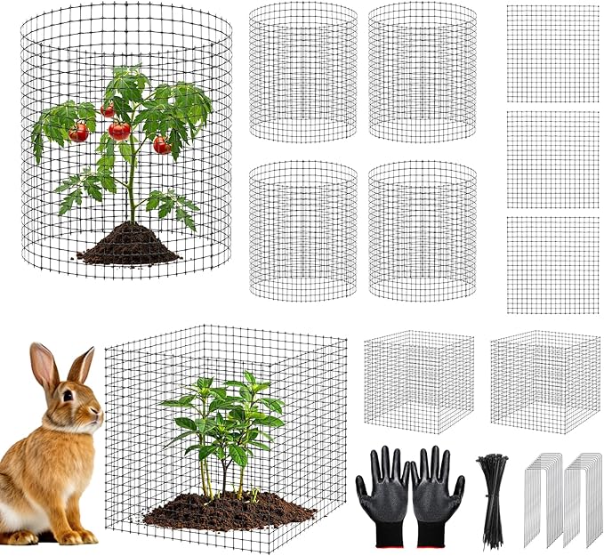 60PCS Plant Protection from Animals 12x12 Inch Metal Wire Plant ProtectorsPlant Cages to Keep Animals Out Sturdy Bunny Barricades Chicken Wire Cloche Plant Protectors for Shrubs Flowers Vegetables