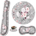 Keyboard Wrist Rest &amp Mouse Pad &amp Mouse Wrist Rest Support &amp Coaster Non Slip Rubber Base Wrist Support with Ergonomic Raised Memory Foam for Computer Laptop Home Office Pink Rose Floral