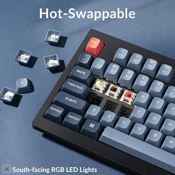 Keychron V5 Max Custom Wireless Mechanical Gaming Keyboard with Number Pad 96% Layout QMK/VIA 2.4 GHz/Bluetooth 5.1/Wired RGB Backlit Hot-Swappable Gateron Banana Switch for Mac Windows Linux