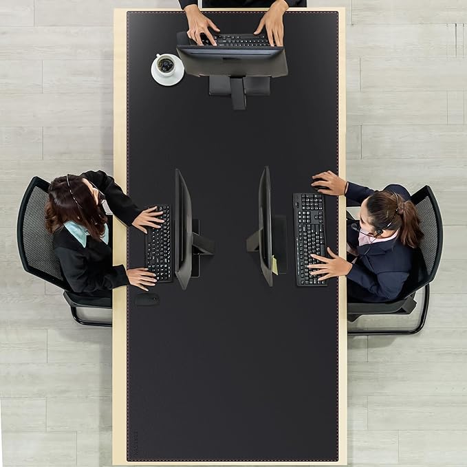ZORESYN Office Desk Pad 74.8x35.4inch Large Mouse pad Desk Mat Waterproof PU Leather Desk Blotter Protector Desk Accessories with Non Slip Base for Home Office (Black)