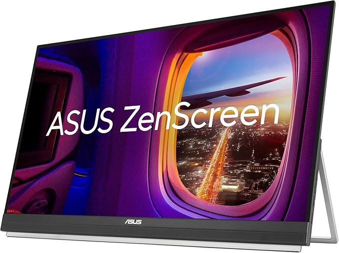 ASUS ZenScreen 27” 1440P Transportable Monitor (MB27ACF) - QHD (2560 x 1440) IPS 100Hz USB-C PD 70W Speakers Carrying Handle Kickstand C-clamp Sub-woofer 2.1 Channel Audio 3 yr Warranty