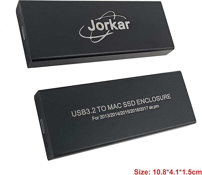 External USB-C 3.2 SSD Enclosure for MacBook Air/Pro 12+16 PIN SSDs Hard Drive Reader for A1466 A1465 A1502 A1398 SSDs mid 2013-2017 Portable Mac SSD to USB C Adapter Case