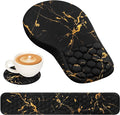 EYROZILL 3 in 1 Ergonomic Wrist Rest for Keyeboard and Mouse Non-Slip Desk Mouse Pad with Wrist Support Keyboard Wrist Rest and Mouse Pad Set Massage Design (Black Marble)