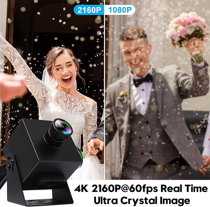 HDMI USB Camera 60fps High Speed Camera 4K HDMI USB3.0 Simultaneous Output PC Camera 2X Digital Zoom Camera with 120 Degree No Distortion Lens Supply for Church Services Worship Education Work