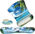 Keyboard Wrist Support + Wrist Mousepad + Coaster Combination Non-Slip PU Base with Gel Memory Mousepad Suitable for Gaming Office Pain Relief Mousepad Set - Shore Palms Tropical Beach