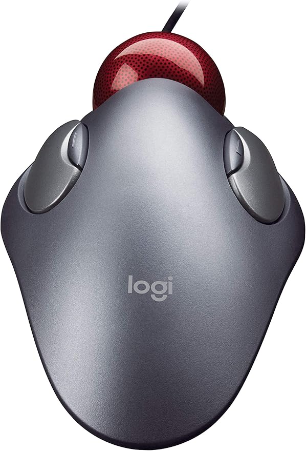Logitech Trackman Marble Trackball Mouse – Wired USB Ergonomic Mouse for Computers with 4 Programmable Buttons Dark Gray