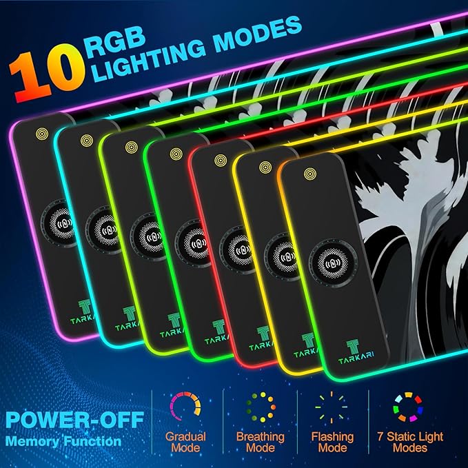 TARKARI Magnetic Wireless Charging RGB Mouse Pad Large Gaming Desk Mat Waterproof 31.5x11.8 Black Mousepad Ultra-Smooth Surface Non-Slip Rubber Base Desk Pad for Keyboard Laptop