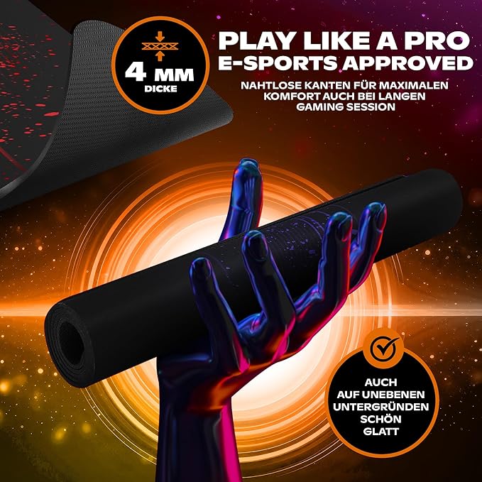 BEASTCOM Hero X2000 Gaming Mouse Pad Red - XL Mousepad 36x 12 Large Mouse Pad - Thick Cloth Desk Mat for Keyboard and Mouse - Non Stitched Edges &amp Anti Sweat Design