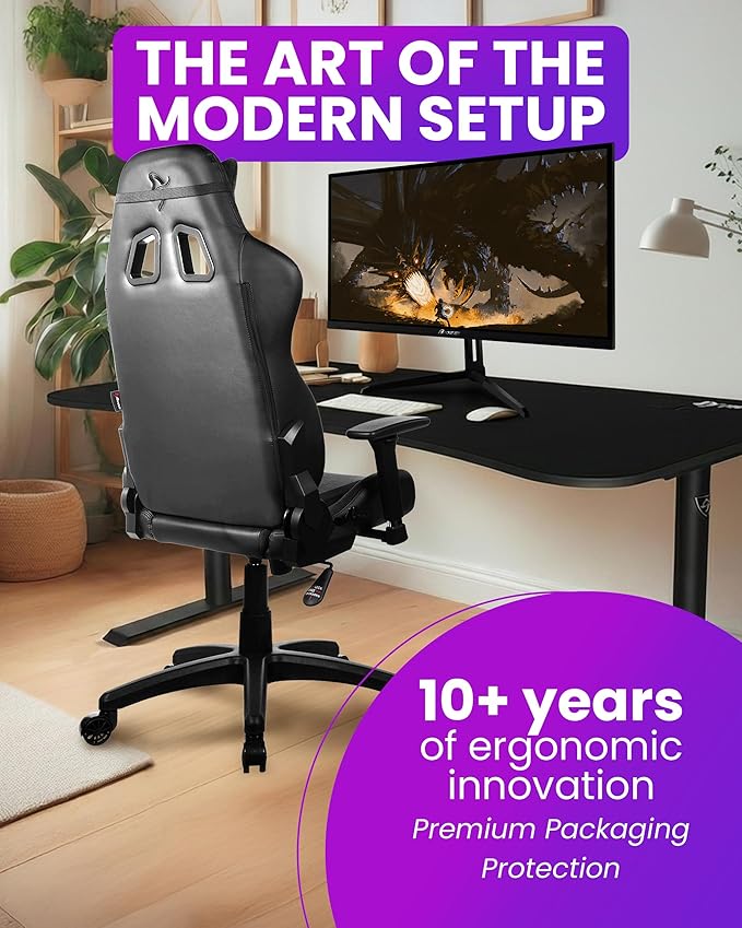 Arozzi Avanti Gaming Chair - Soft Fabric Ergonomic Gaming Chairs for Adults - Adjustable Height Backrest &amp Armrest with Head Pillow - Home Office Setup Professional Computer Chairs Dark Grey