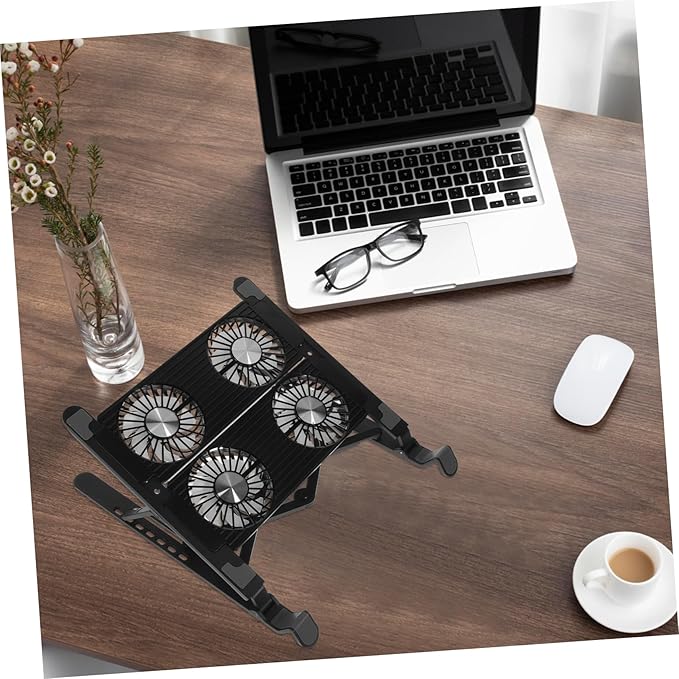Veemoon 1Set Adjustable Laptop Cooling Stand Ergonomic Notebook Riser with USB Interface Portable and Space Saving Design Compatible with Laptops and Gaming Devices