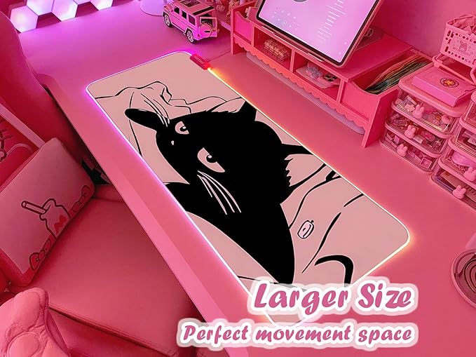 JMIYAV Pink RGB Gaming Mouse Pad 31.5x12 Inch PC XL Large Extended Glowing Led Light Up Desk Pad Non-Slip Rubber Base Computer Cute Mousepad Mat Desk Accessories Gaming Setup 815