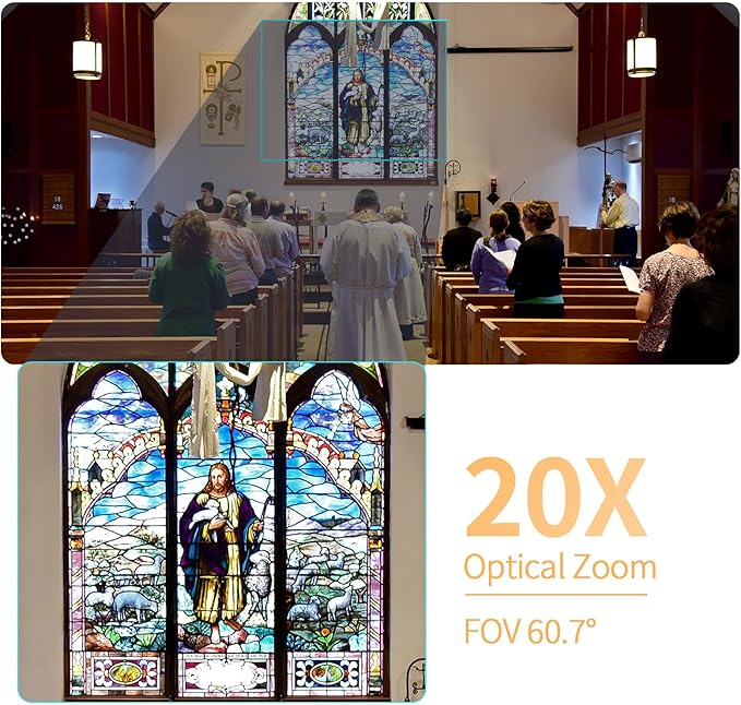 4K NDI PTZ Camera 20X Optical Zoom AI Auto-Tracking NDI|HX2 Camera with USB3.0 3G-SDI HDMI LAN Outputs Works with ZoomOBSTikTokYouTubeetc