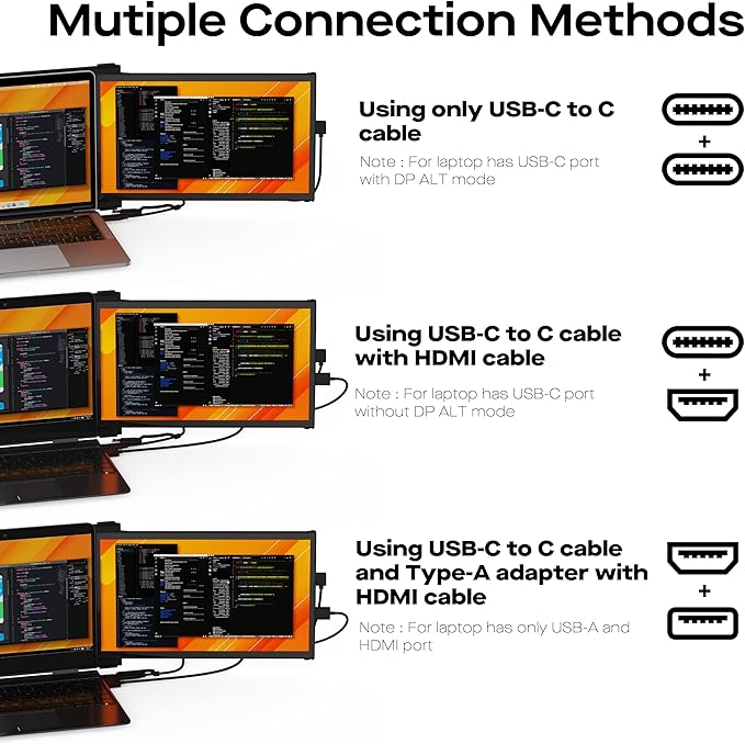 2026 Mobile Pixels Duex Plus DS 13.3 Portable Monitor USB Type-C/HDMI Plug and Play Laptop Screen Extender FHD 1080P Laptop Monitor Compatible with Windows/Mac
