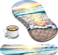 HAOCOO Ergonomic Mouse Pad with Wrist Rest and Keyboard Wrist Rest Pad Wrist Rest for Computer Keyboard and Mouse Pad Cushion Set Typing Mousepad with Wrist Support for Office Laptop Beach