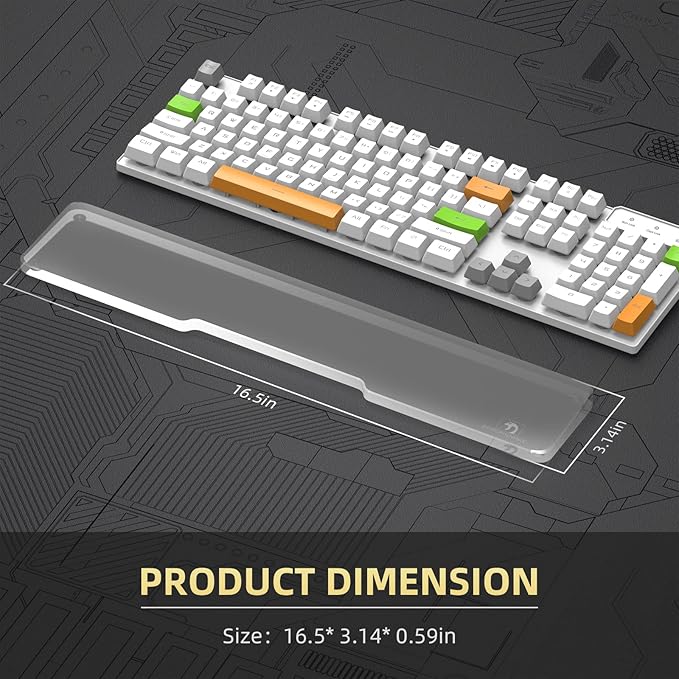 SELORSS Acrylic Keyboard Wrist Rest - Full Size 100% Keyboard- Mechanical Keyboards Ergonomic Palm Rest for Computer KeyboardAnti-Slip BaseWrist Pad for LaptopOffice &amp Home-Easy Typing