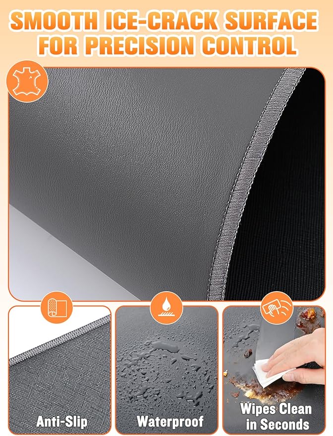 Large Heated Gaming Mouse Pad Gamer Gifts - 5 Levels Heating &amp Timed Auto Shut-Off Heated Desk Pad Mat for Keyboard Winter Gaming Accessories Gifts for Men Boy Women 31.5''x13'' Grey