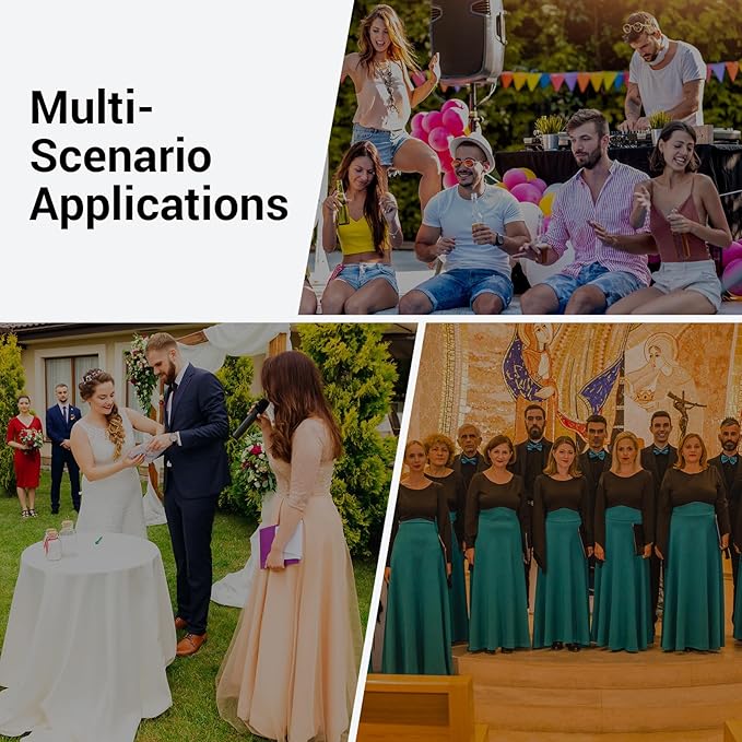 TONOR Wireless Microphones System with 4x10 Channels Cordless Handheld Microfono Inalambrico UHF Mics with Stable Signal Transmission for Karaoke Singing Party Church Wedding 60 m/200ft Red