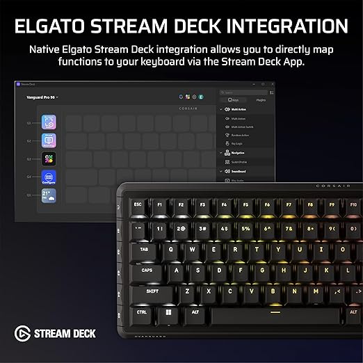Corsair Vanguard PRO 96 Wired Hall Effect Magnetic Mechanical Gaming Keyboard – 96% Layout MGX Hyperdrive Switches 8000Hz Polling Rapid Trigger Virtual Stream Deck SOCD Flashtap QWERTY US