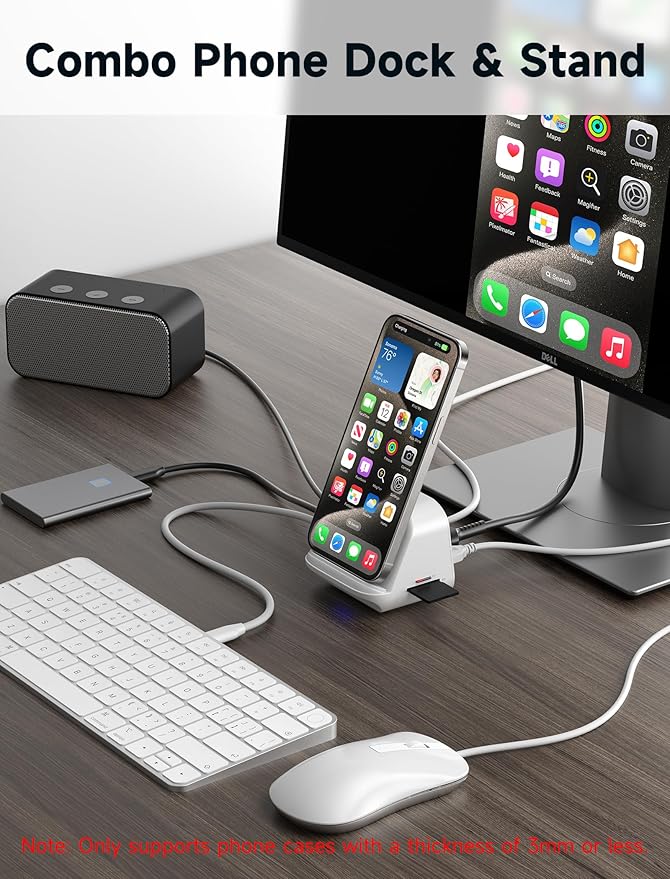JSAUX USB C Docking Station Stand for Samsung Dex 8-in-1 Multiport Hub with Phone Stand 4K HDMI USB 3.0 5Gbps SD/TF Card Slots60W PD Compatible with Samsung S24 Pixel 8/8 Pro iPhone 15 Series