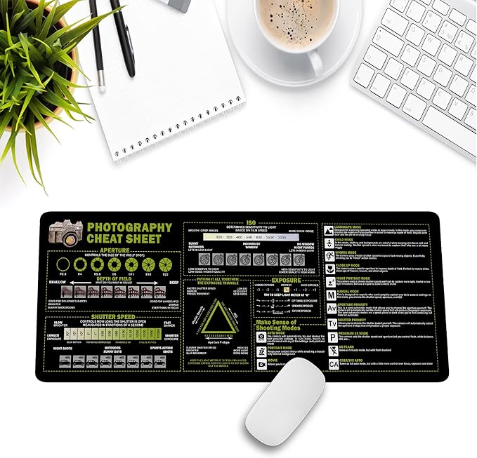 Photography Cheat Sheet Mousepad – Basic Camera Settings Reference for Photography Lovers &amp New Photographers Essential Computer Accessories for Study Work and Reference Purposes NNA